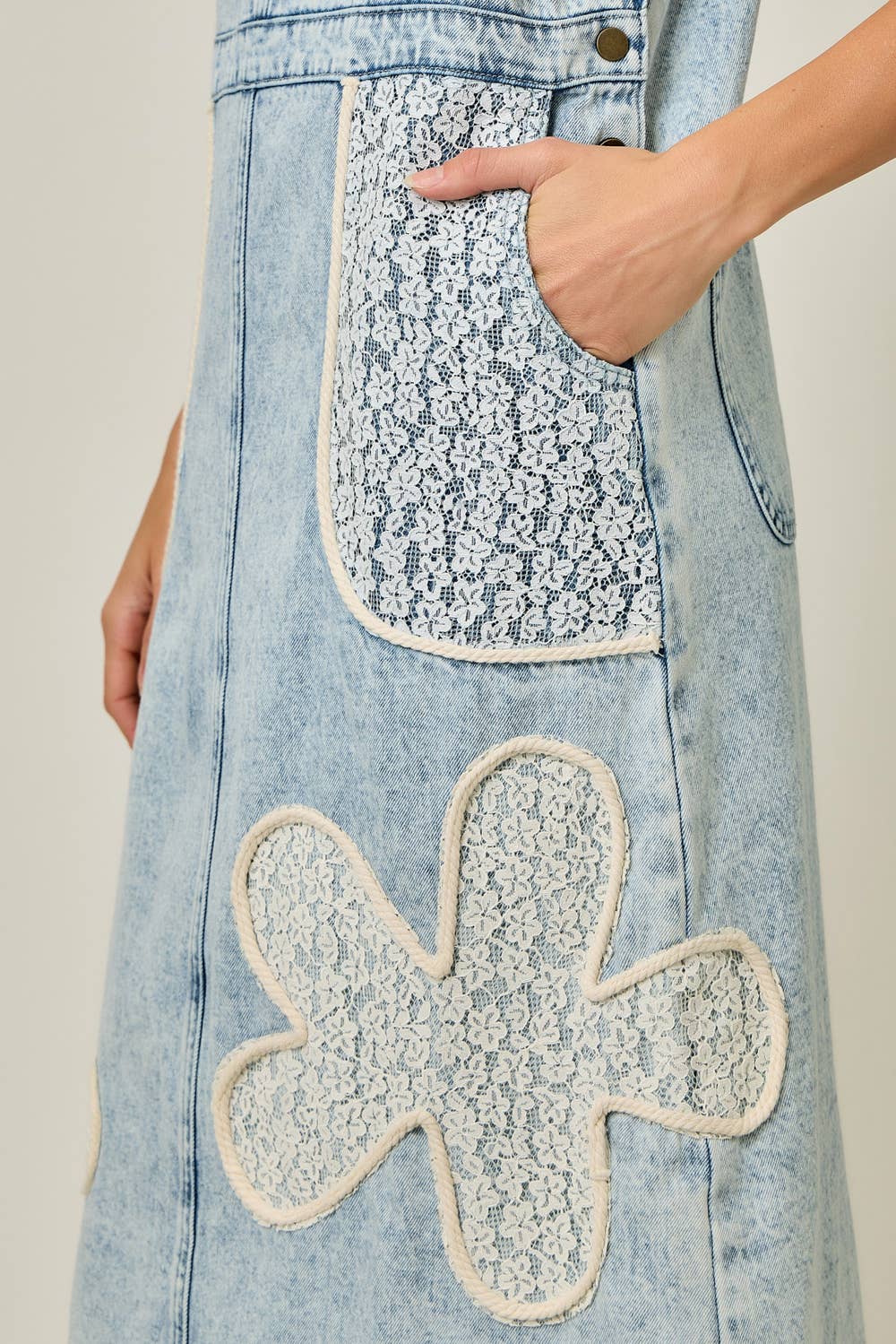 Floral Applique Skirt Overalls