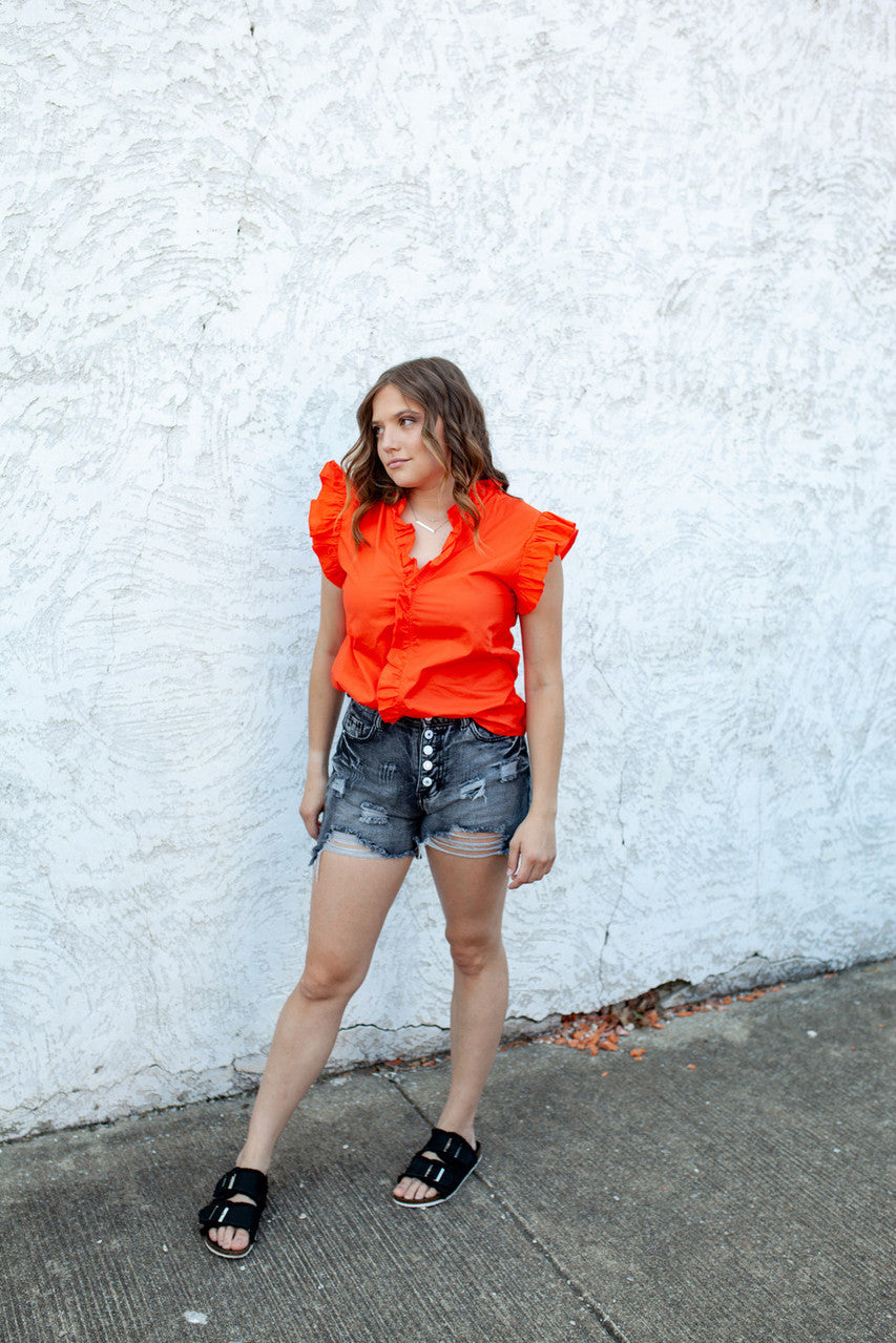 Ruffle Sleeveless Shirt