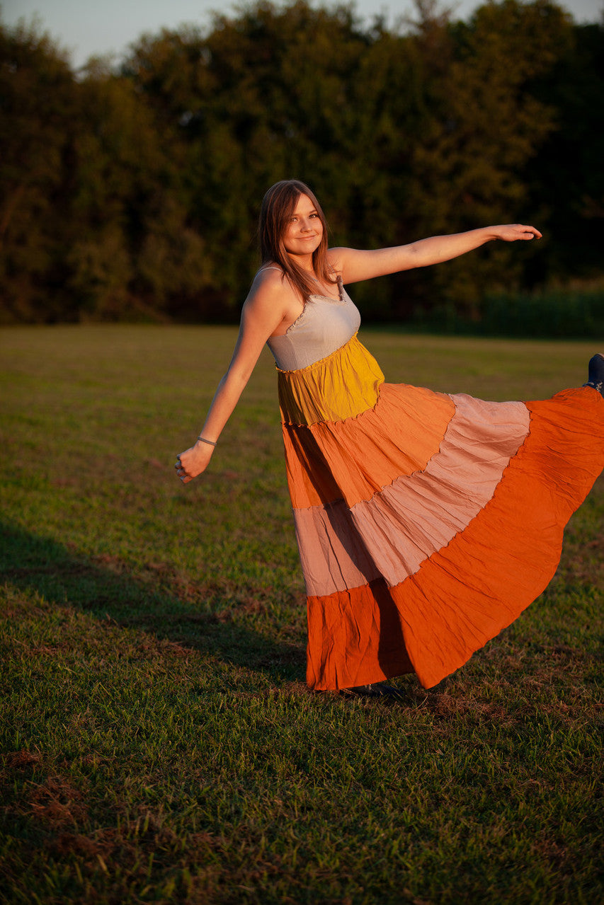 Long Colorblock Dress