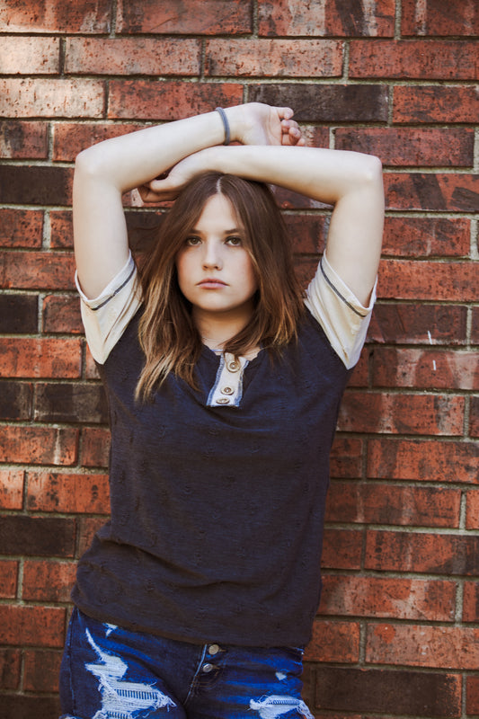 Distressed Two-Toned T-Shirt