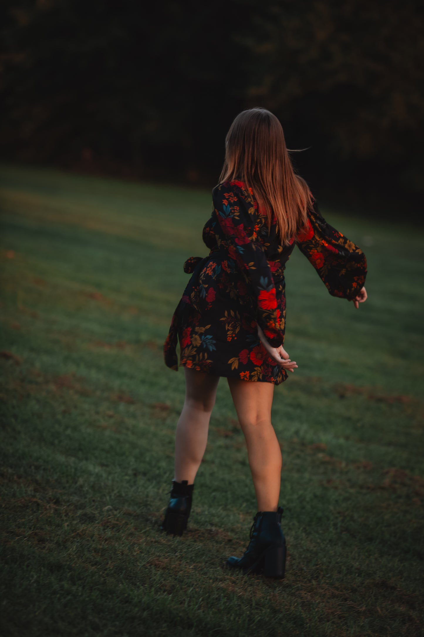 Flowery Side Tie Dress