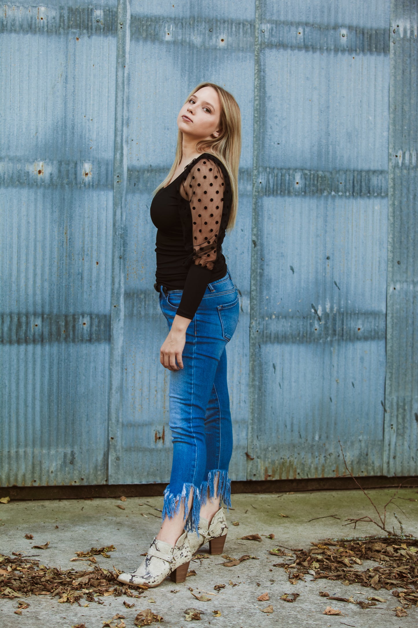 Black Polka Dot Sleeved Shirt