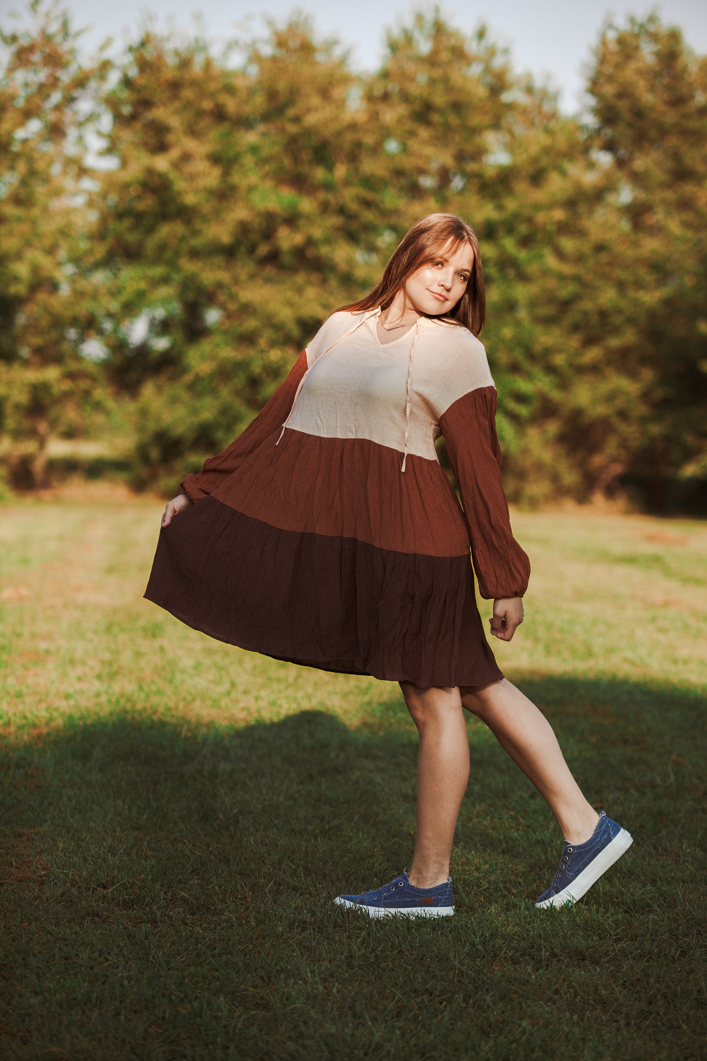 Color Block Ruffle Dress