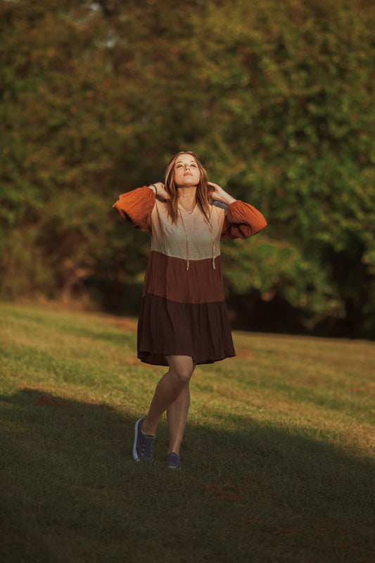 Color Block Ruffle Dress