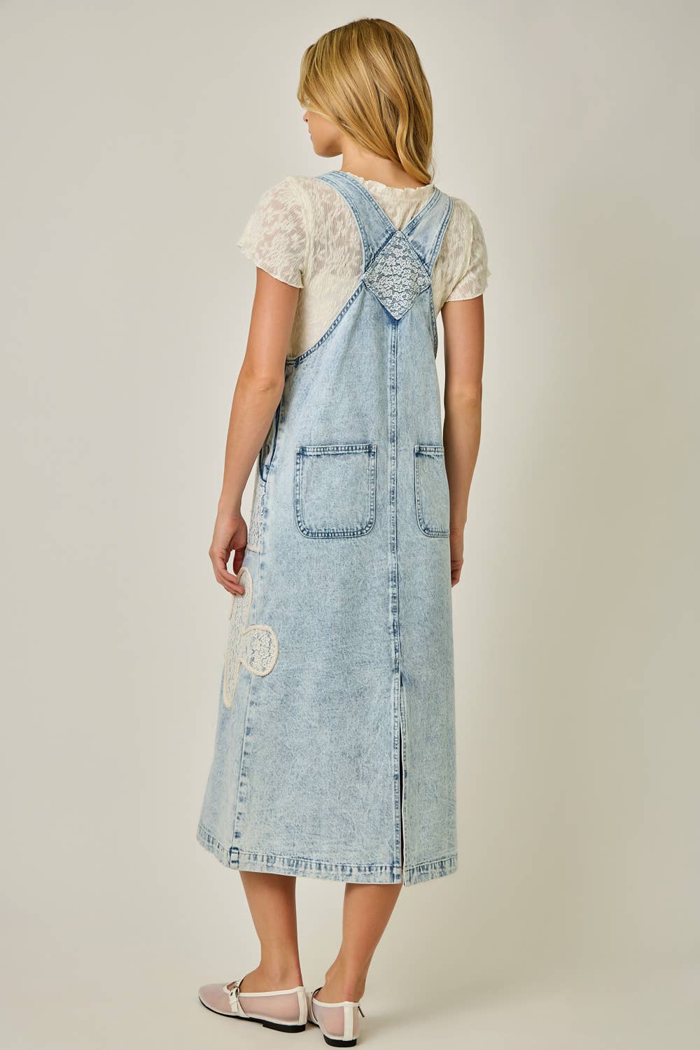 Floral Applique Skirt Overalls