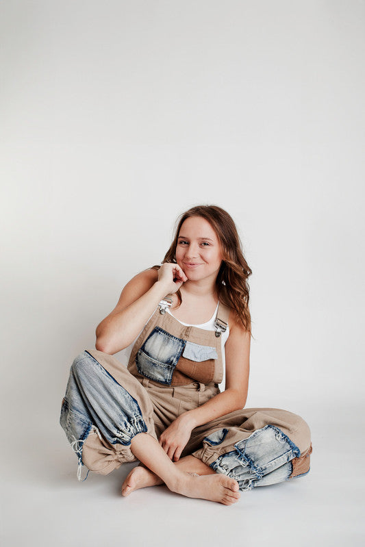 Patched pockets overalls